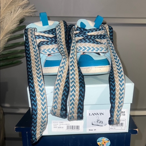 Lanvin Blue Sneakers Modern Design Chevron Pattern
